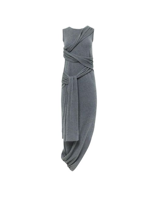 J.W. Anderson Gray Anthrazitgraues Ärmelloses Kleid Mit Drapierung