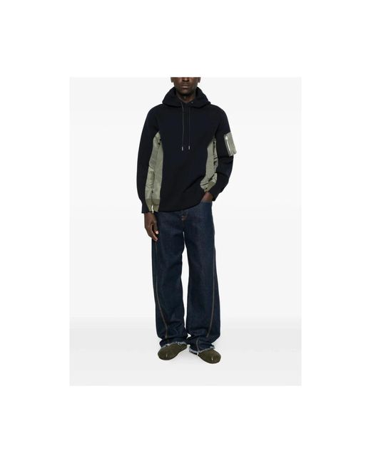 Sacai Blue Hoodies for men