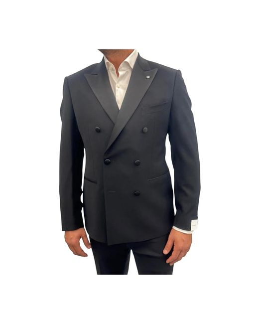 Double Breasted Suits Luigi Bianchi de hombre de color Blue