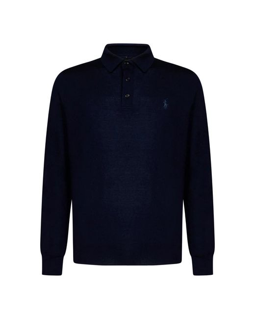 Ralph Lauren Marineblaues woll-polo-shirt in Blue für Herren