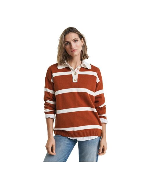 Gant Red Gestreifter Pullover Mit Lockerer Passform
