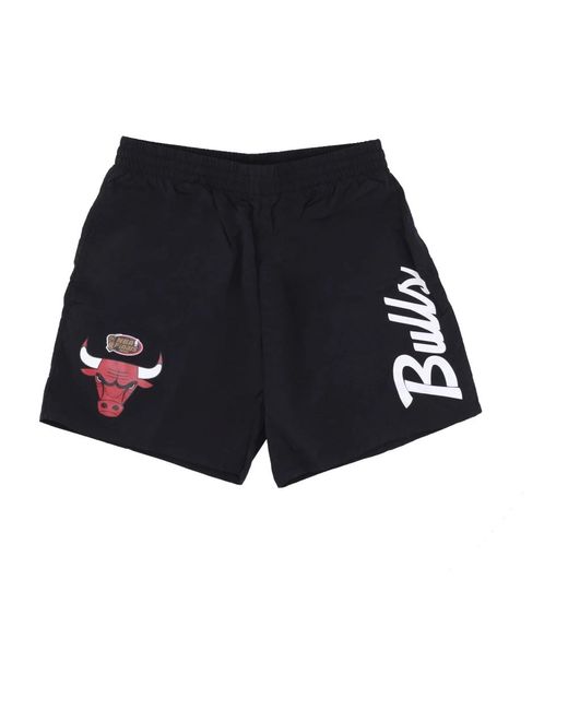 Mitchell & Ness Fitness ,Zwart ,Nylon Chicago Bulls Nba Shorts Zwart in het Black voor heren