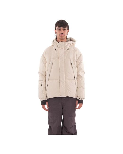 JG1 Jassen ,Wit ,Leer Anti-Drip Hooded Down Jacket in het Natural voor heren