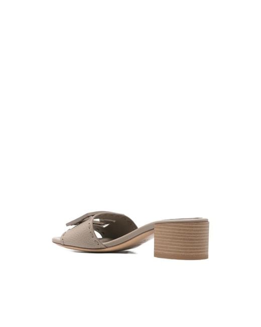 Fendi Natural Heeled Mules