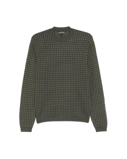 Emporio Armani Green Round-Neck Knitwear for men