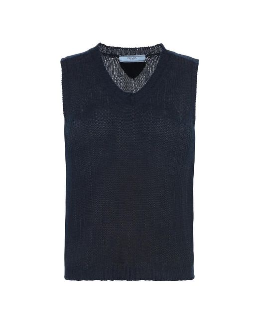 Prada Blue Cashmere Knitwear