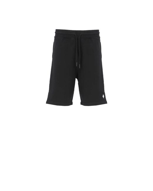 Marcelo Burlon Schwarze bermuda-shorts aus baumwolle mit elastischem bund in Black für Herren