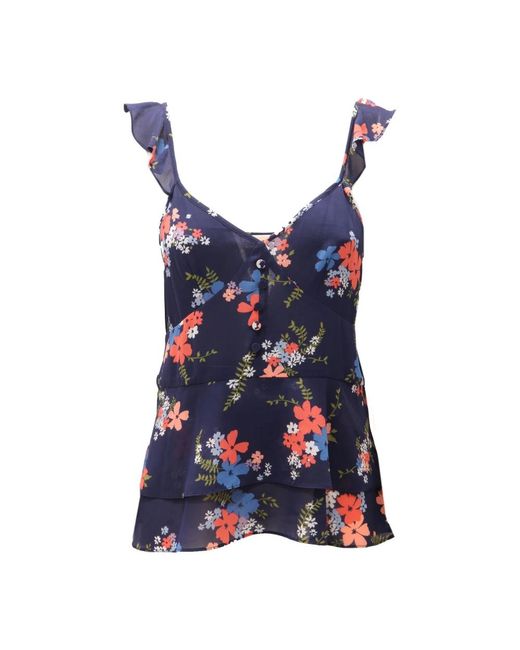 Michael Kors Blue Rüschen Tank Top Koralle Pfirsich