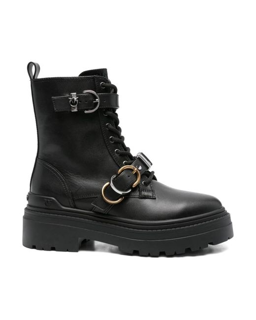 Pinko Black Lace-Up Boots