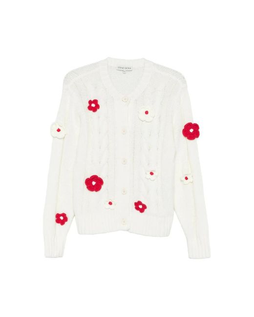 Stine Goya Truien & Vesten ,Wit ,Gebreide Kabel Cardigan in het White