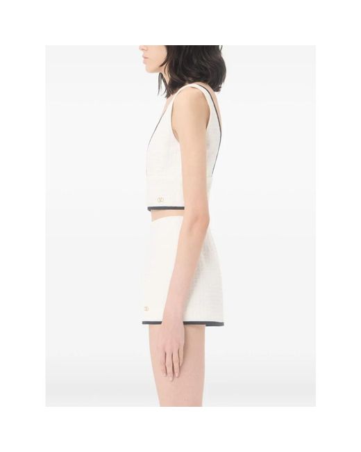 Valentino White V-Neck Knitwear