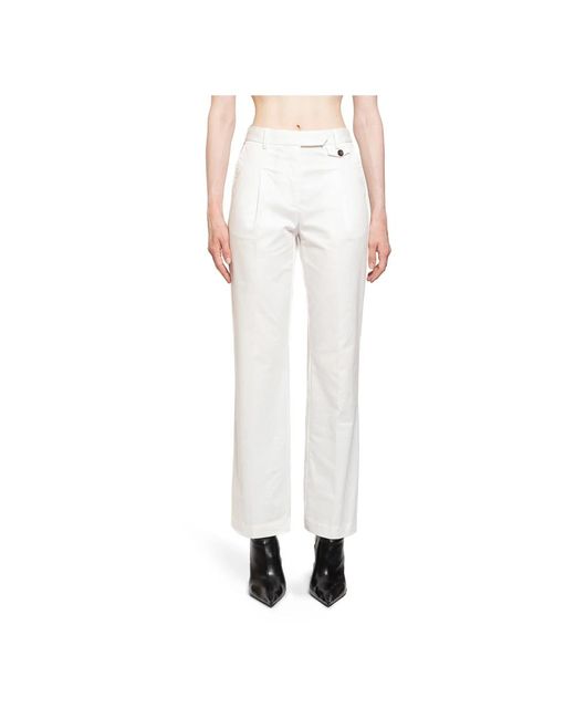 THE GARMENT Crème Canvas Straight Leg Broek in het White