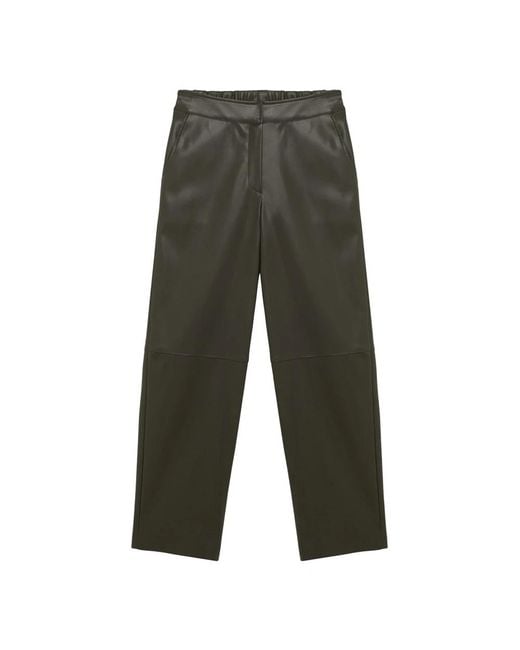 Alpha Studio Gray Leather Trousers