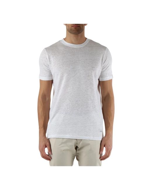 T-shirt in lino con patch logo di DISTRETTO12 in Gray da Uomo