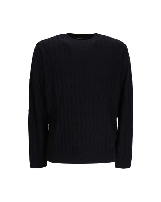 Emporio Armani Black Round-Neck Knitwear for men