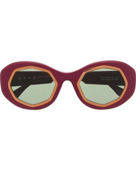 Marni Red Bordeaux runde sonnenbrille