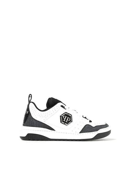 Philipp Plein White Leather Sneakers With Padded Collar for men