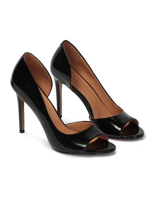 Kazar Black Leder Peep Toe Pumps