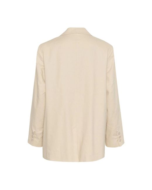 Gestuz Jassen ,Linnen Ancient Scroll Linen Blazer in het Natural