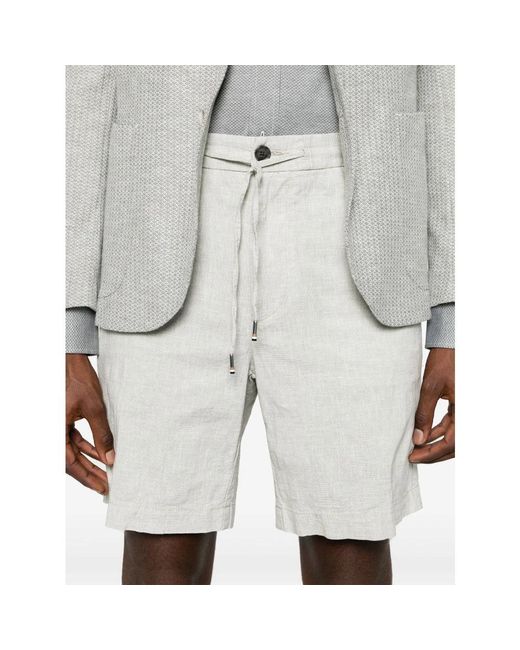 Boss Baumwoll/leinen tapered fit shorts in White für Herren