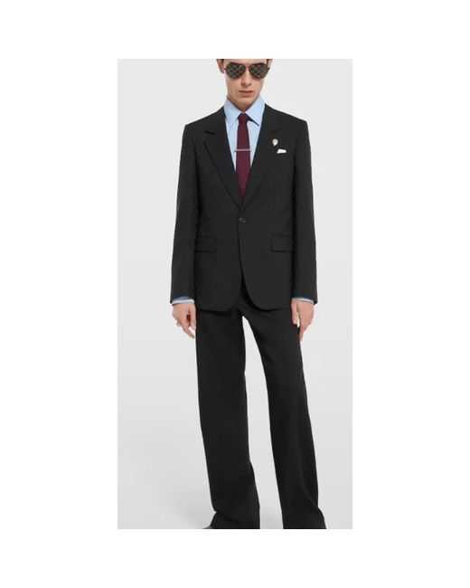 Gucci Single-Breasted Gg Wool Blazer in het Black voor heren