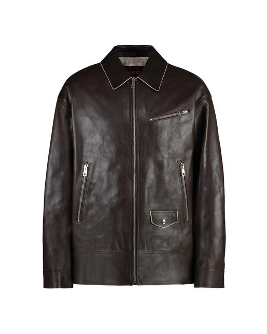 Gucci Black Leather Jackets for men