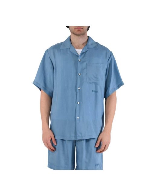 MSGM Blue Short Sleeve Shirts for men