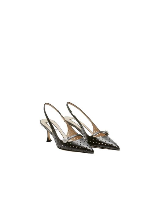 N°21 Metallic Perforierte Slingbacks Mit Spitze