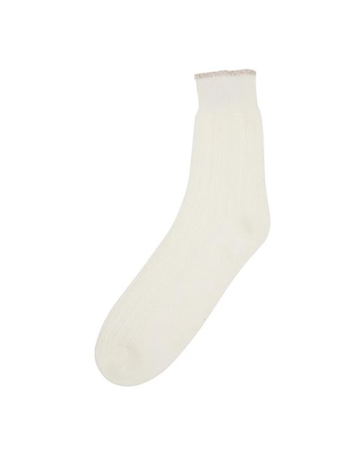 Eleventy Ondergoed ,Katoen Short Cable-Knit Sock in het White