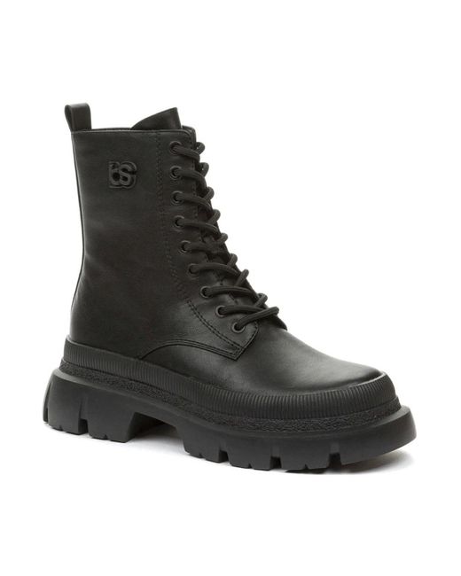 Betsy Black Lace-Up Boots