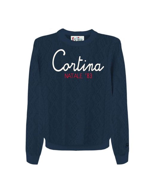 Mc2 Saint Barth Blue Round-Neck Knitwear for men