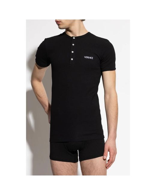 Versace Tops ,Zwart ,Katoen Lingerie T-Shirt Met Geborduurd Logo in het Black voor heren