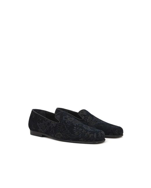 Etro Blaue Leder Slipper in Black für Herren