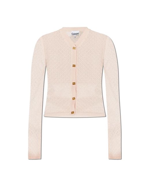 Ganni Transparante Vest Met Col in het Natural