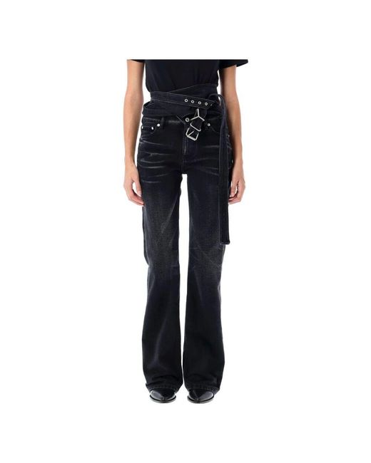 Y. Project Blue Schwarze Verblasste Wrap Gürtel Jeans