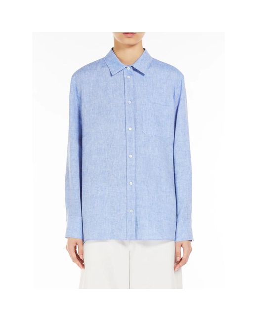 Max Mara Overhemden ,Blauw ,Katoen Light Jeans Elise Shirt in het Blue