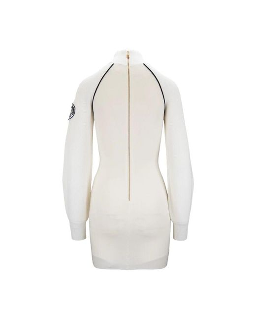 Elisabetta Franchi White Hoher Hals Strickkleid Mit Reißverschluss