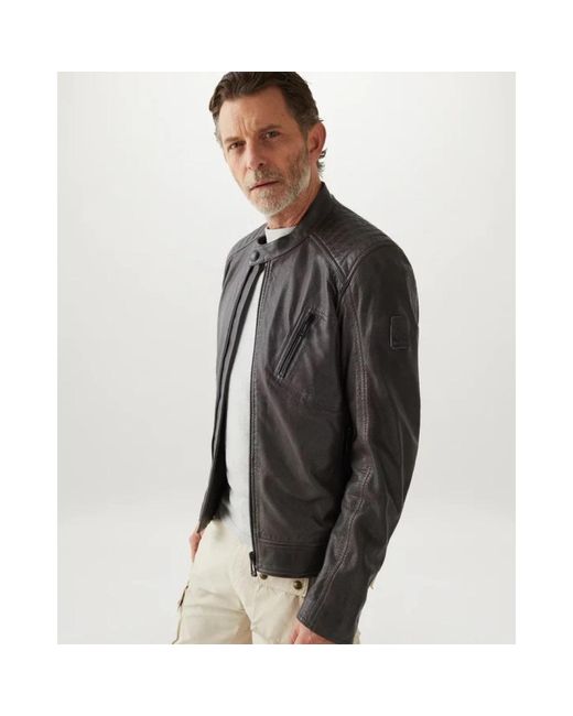 Belstaff Gray Leather Jackets for men