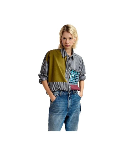 Essentiel Antwerp Gray Glam patchwork bluse