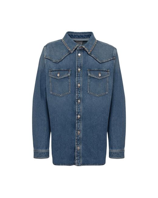 Valentino Garavani Blue Denim Shirts for men