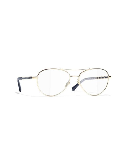 Chanel Pilot Eyeglasses in het Metallic