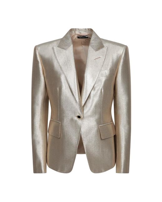 Tom Ford Single Breasted Peak Lapel Jacket in het Yellow