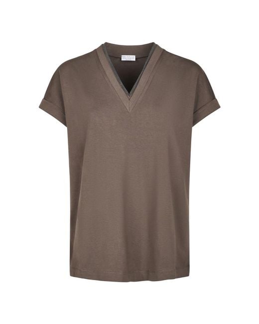 Brunello Cucinelli Brown T-Shirts