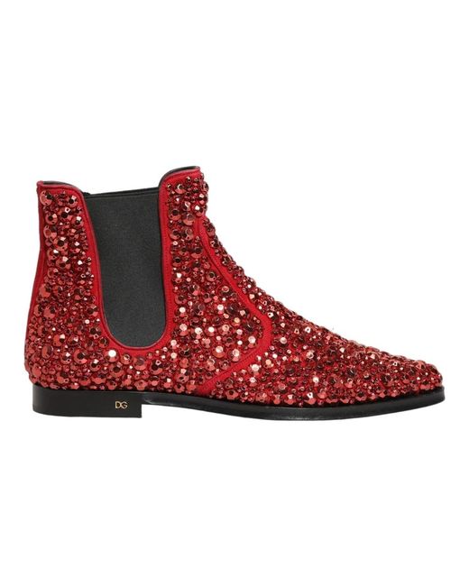 Dolce & Gabbana Red Chelsea Boots