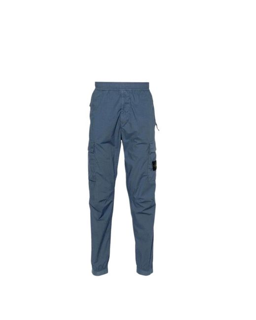 Stone Island Blue Slim-Fit Trousers for men