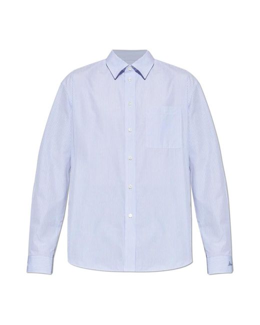Burberry Overhemden ,Blauw ,Katoen Regular Fit Gestreept Katoen Poplin Overhemd in het Blue voor heren