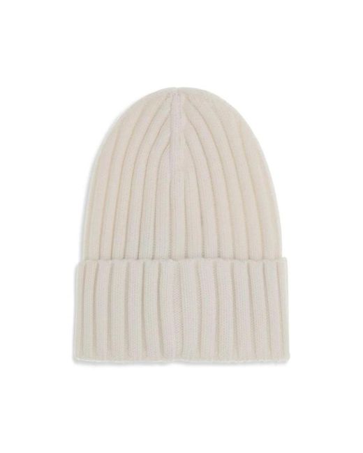 Moncler Geribbelde Wollen Muts Met Logopatch in het Natural