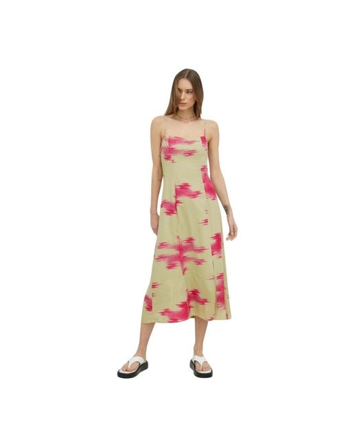 Samsøe & Samsøe Button Print Midi Jurk in het Pink