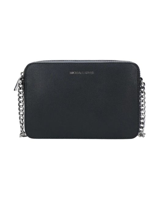 Borsa a tracolla in pelle nera con logo di Michael Kors in Black