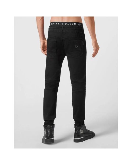 Philipp Plein Denim Jogging Broek Basic in het Black voor heren